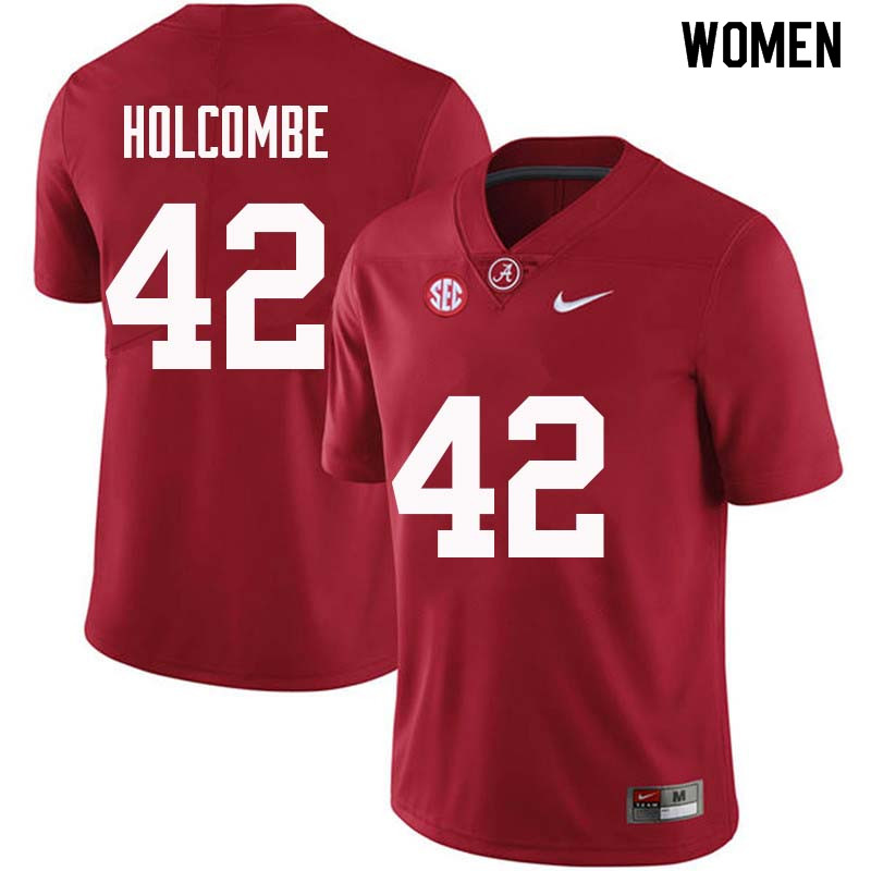 Alabama Crimson Tide Women's Keith Holcombe #42 Crimson NCAA Nike Authentic Stitched College Football Jersey HK16I32DJ